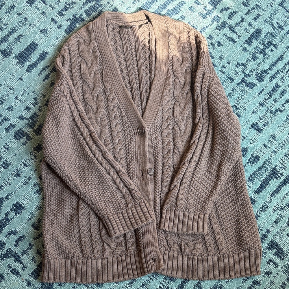 Quince Women’s Chocolate Brown Cable Knit Cardigan